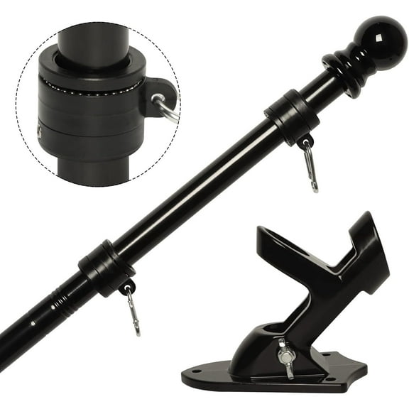 Flag Pole Kit for House - 6FT Stainless Steel Residential or Commercial Outdoor Flagpole with Bracket, 2 No-Tangle Ball Bearing Rings