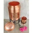 thumbnail image 3 of Indianartvilla Copper Half Lacqure & Half Hammered Design Water Pot With Glass/Tumbler & Stand, 169 Oz, 3 of 5