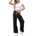 thumbnail image 2 of Women'S Wide Leg Pants Drawstring High Rise Side Striped Slouchy Palazzo Pants with Pockets Black&White Edges M, 2 of 7