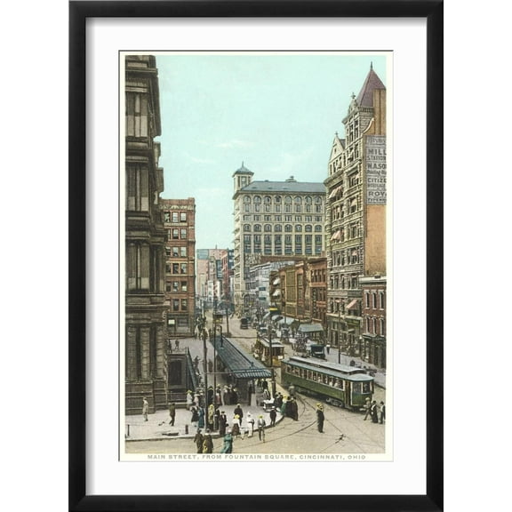 Art.com Main Street, Cincinnati Art Print, Black Frame Wall Art, 17" x 23"