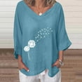 thumbnail image 2 of IROINNID Savings Womens Plus Size Tops Summer V-Neck Short Sleeve Print Lounge T-shirt Blouse,Blue, 2 of 4