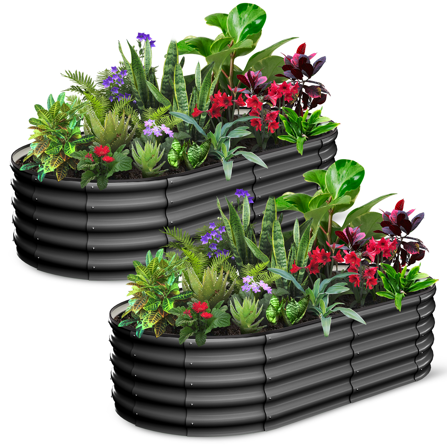 Raised Garden Bed, Galvanized Metal Raised Garden Bed – Heavy Duty Outdoor Planter Box with Reinforced Base, Deep Root & Bottomless Design, Safe Rubber Edges, Easy Assembly for Vegetables, Flowers