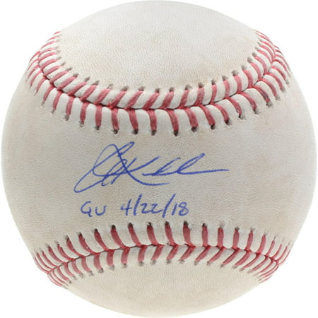 Corey Kluber Autographed Cleveland Indians Game-Used Baseball vs. Baltimore Orioles on April 22, 2018 with 