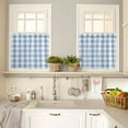 thumbnail image 4 of 3 Piece Farmhouse Sky Blue Kitchen Curtains, Tier and Valance Rod Pocket Window Curtains Set Watercolor Buffalo Check Grid Cafe Curtains for Kitchen Valances Window Treatment 54X18in+27x24in×2, 4 of 5