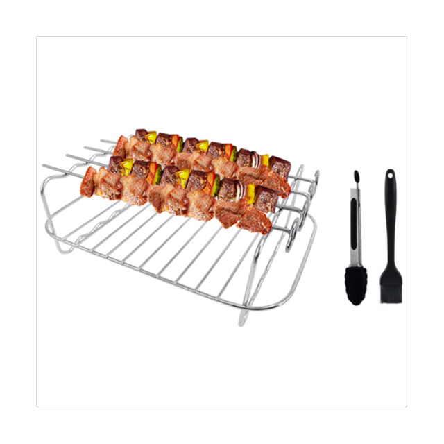 Grille pour Ninja Dual, Grille 2 Pcs avec 4 Brochettes, Brosse et Pinces, pour Friteuses à Double Panier
