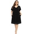 thumbnail image 2 of EFINNY Women's Plus Size Comfy Cotton Nightgowns Short Sleeve Button Down Nightdress with Pockets Round Neck Nightshirt Loose Home Wear, 2 of 6