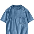 thumbnail image 5 of Hfnxid Big and Tall Men's Short Sleeve Shirt Vintage Crewneck T-Shirt with Pocket Fashion Streetwear Tee Blue L, 5 of 5