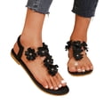 thumbnail image 5 of EliteGoogv Womens Flat Sandals Bohemian Floral Elastic Strap Women Sandals Soft Sole Casual Slide Shoes Beach Sandals For Women Summer Footwear Black US :9, 5 of 9