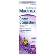 Mucinex Children's Cough and Chest Congestion Expectorant Liquid, Grape, 4 Ounce
