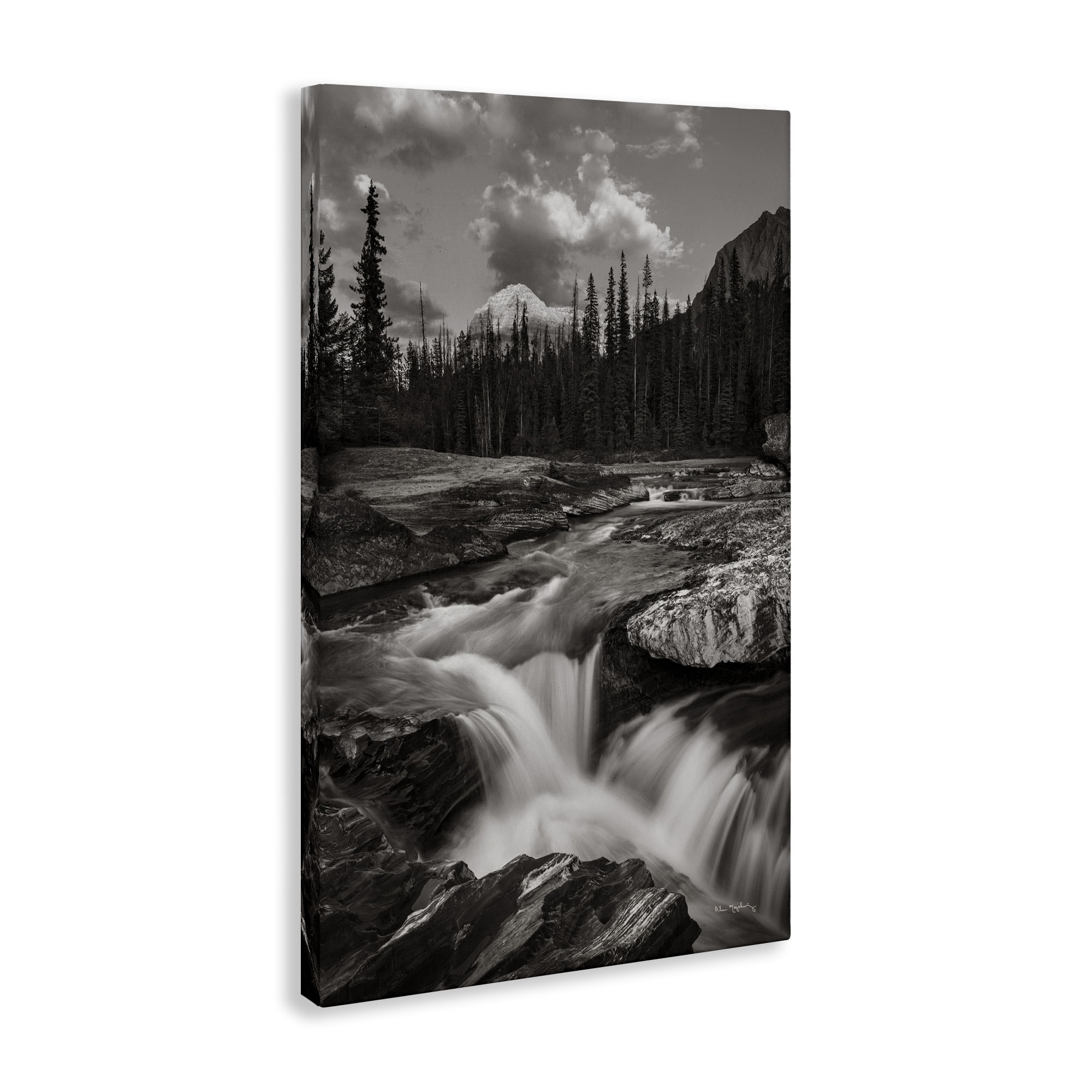 Stupell Industries Rocky Splashing River Landscape Photography Gallery Wrapped Canvas Art Print Wall Art, 24 x 36