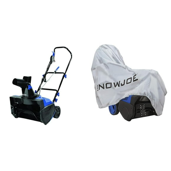 Snow Joe SJ618E 18-Inch 13-Amp Electric Single-Stage Snow Thrower, Blue &amp; SJCVR-21 21&quot; Universal Electric Plus Cordless Indoor/Outdoor Snow Thrower Cover, Silver