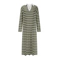 thumbnail image 3 of Womens Striped T-Shirts Dresses Casual Long Sleeve V Neck Loose Fit Split Knit Maxi Dress, 3 of 5