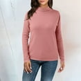 thumbnail image 2 of ASFGIMUJ Women Casual Solid Color Bottoming Shirt Slim High Collar Knitted Long Sleeved Top, 2 of 4