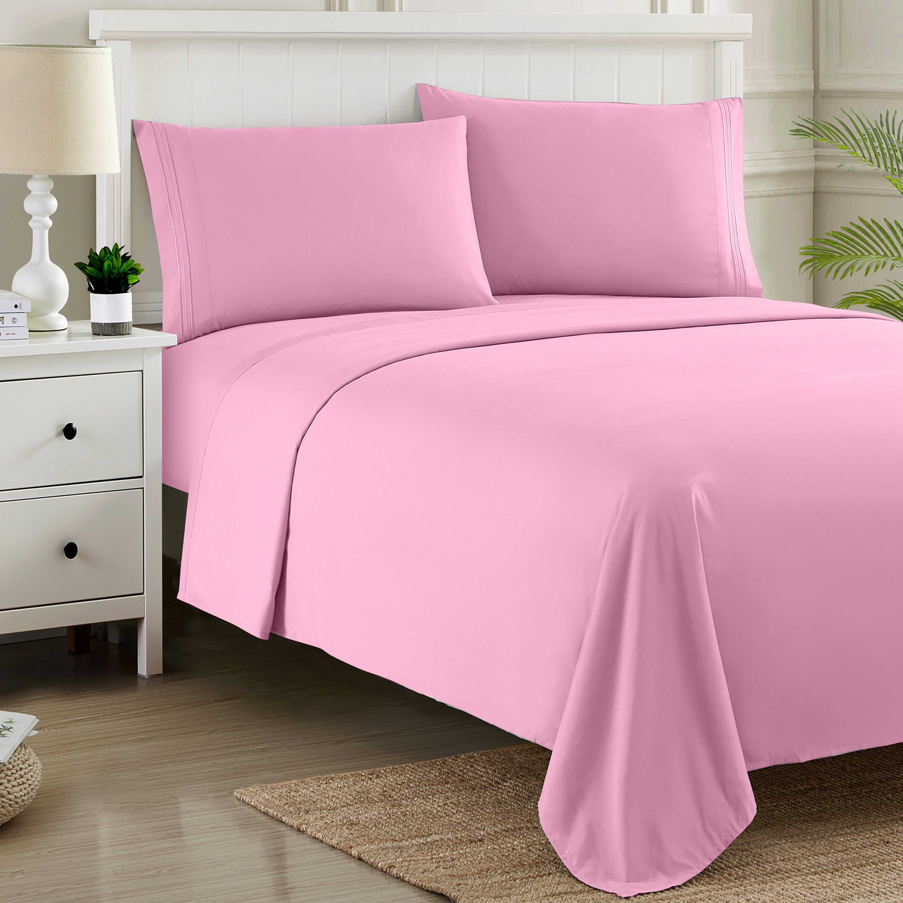 Sweet Home Collection 1800 Series Bed Sheets - Extra Soft Microfiber Deep Pocket Sheet Set - Pink, Twin XL