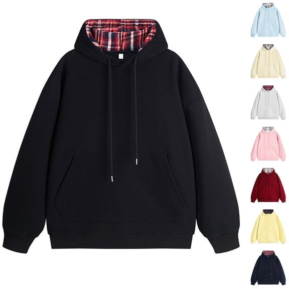 Miluxas Oversized Hoodie Men Long Sleeve Pullover Sweatshirts Soft Drawstring Solid Baggy Fashion Fall Shirts with Pocket Yellow