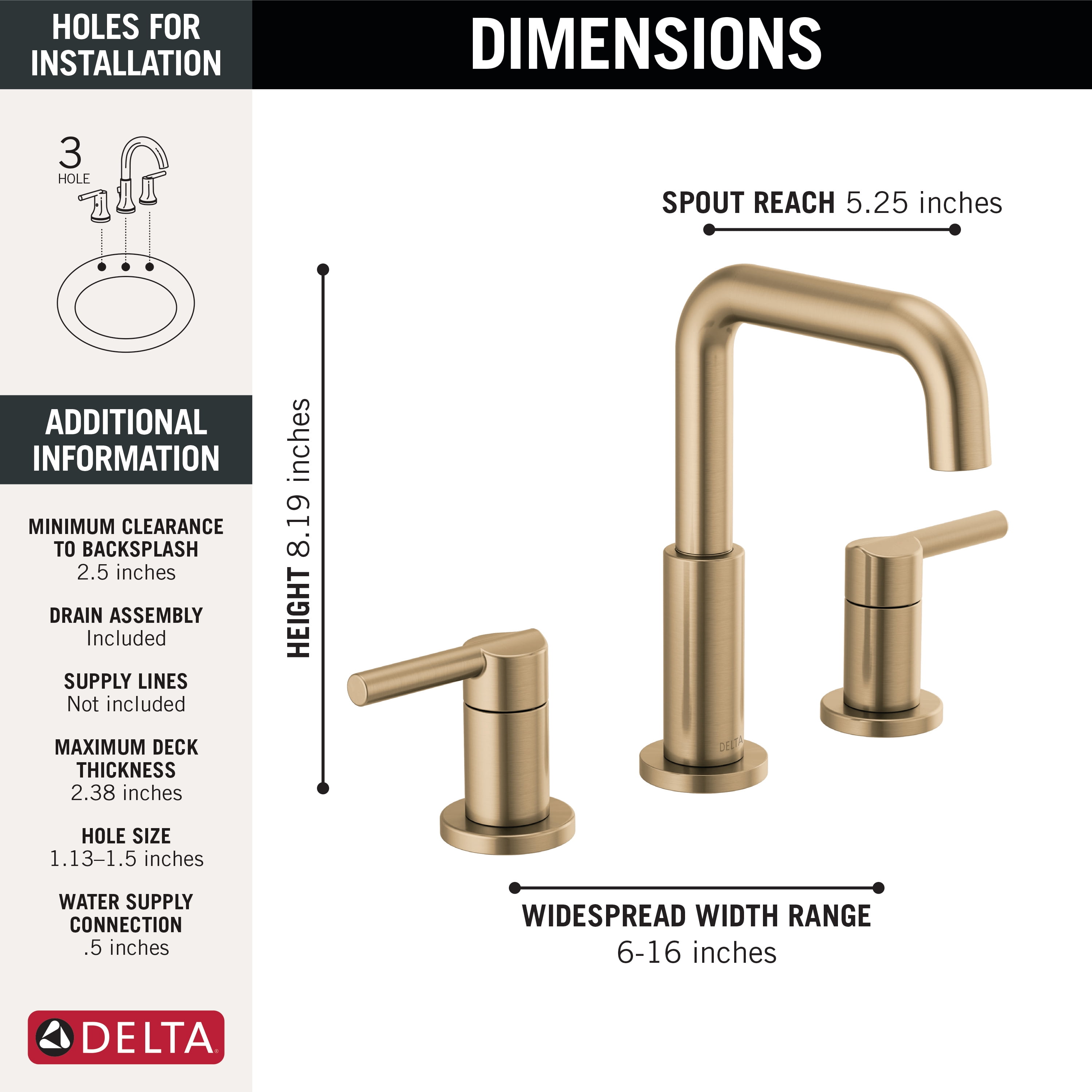 Delta Nicoli: Two Handle Widespread Bathroom Faucet