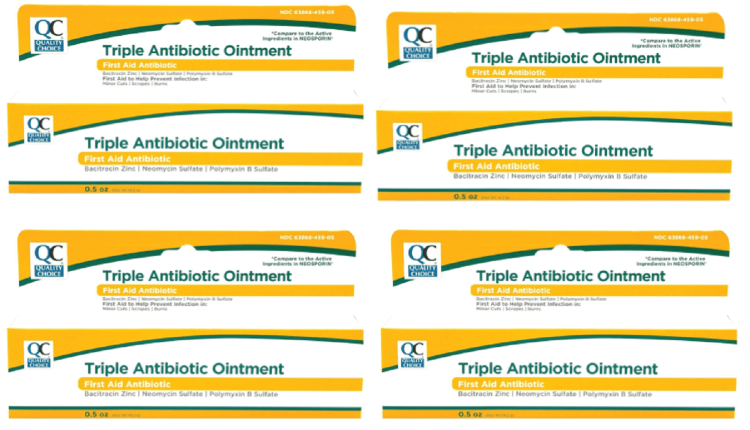 Quality Choice Triple Antibiotic Ointment, First Aid to Help Prevent Infection in Minor Cuts, Scrapes, Burns, 0.5 OZ, Pack of 4