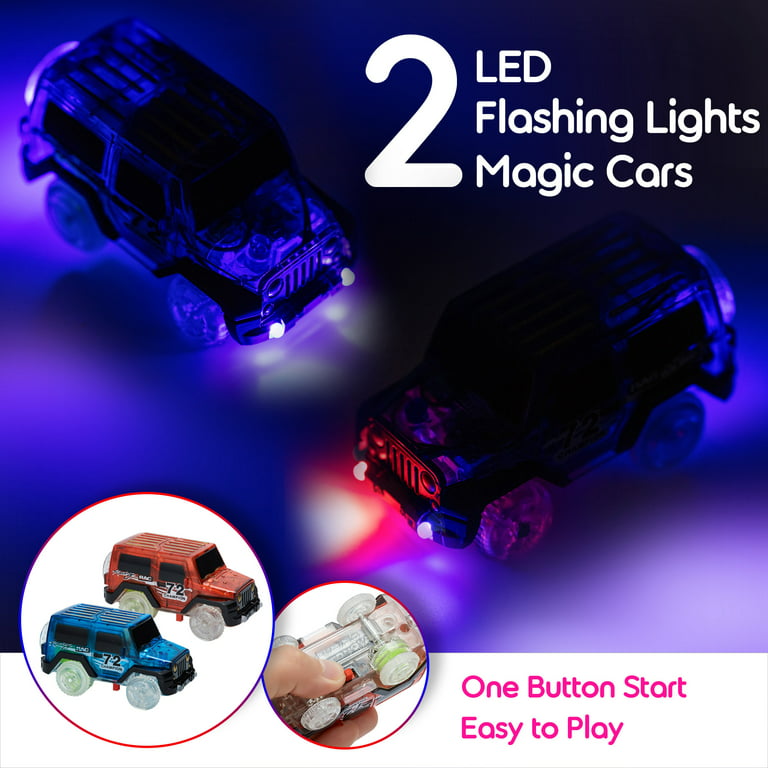Tracks Cars Replacement only, Toy Cars for Magic Tracks Glow in The Dark,  Racing Car Tracks Accessories with 5 Flashing LED Lights, Compatible with