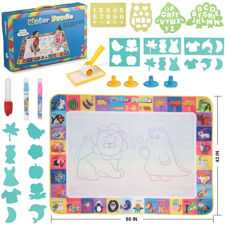 Mulanimo Extra Large Painting Writing Water Doodle Mat, with 5 Magic Pens,  No Mess Coloring Educational Painting Toys, for Kids, 60 x 43 