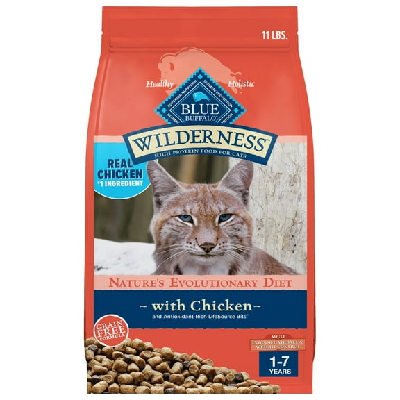 Blue Buffalo Wilderness Indoor Hairball & Weight Control Dry Cat Food, Chicken, 11-lb. Bag