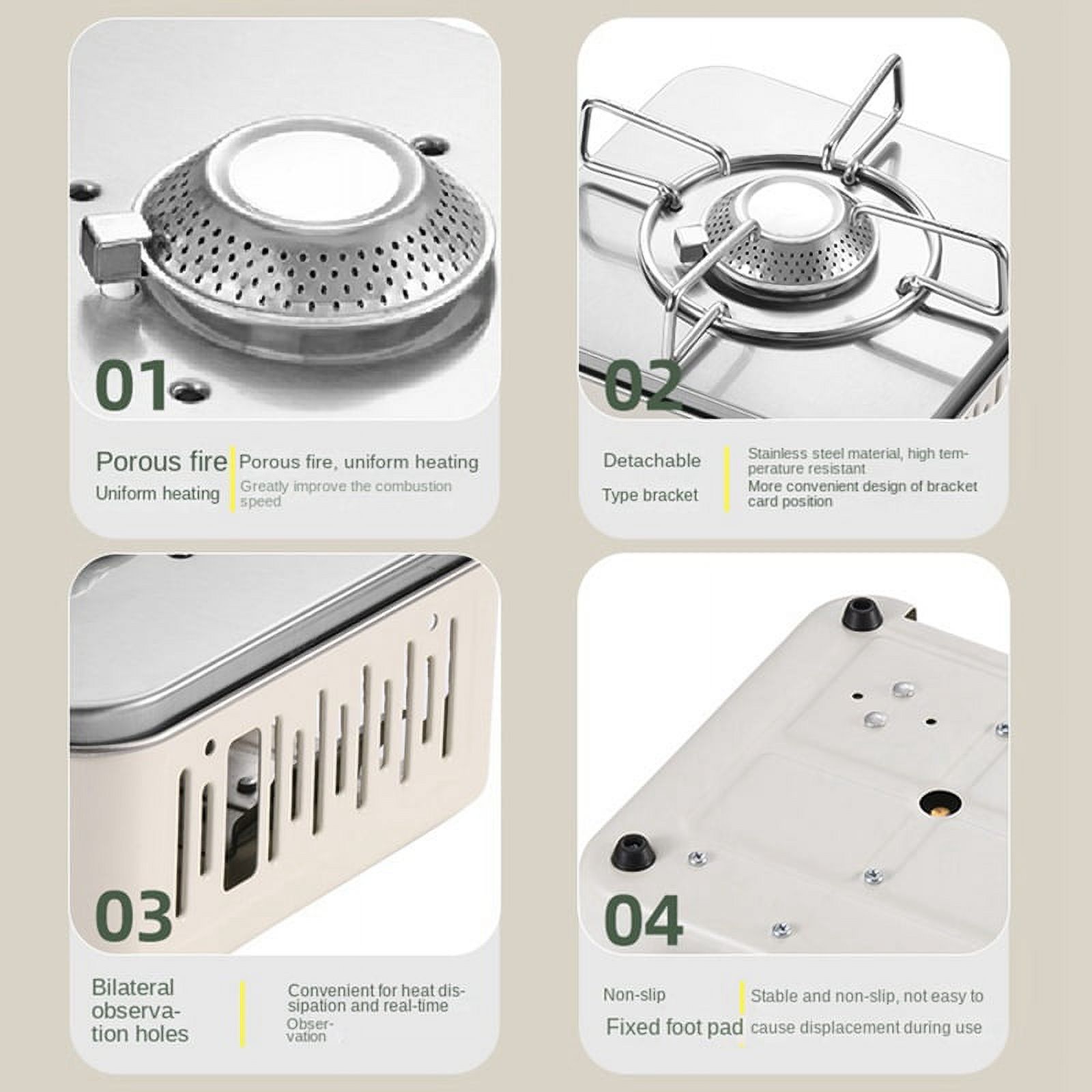 Outdoor Camping Cooking Gas Stove Strong Trips Burner Grill Super Light Travel Supplies Cooking Utensils-Khaki,1 x Camping Gas Stove 1 x Storage Bag,Khaki