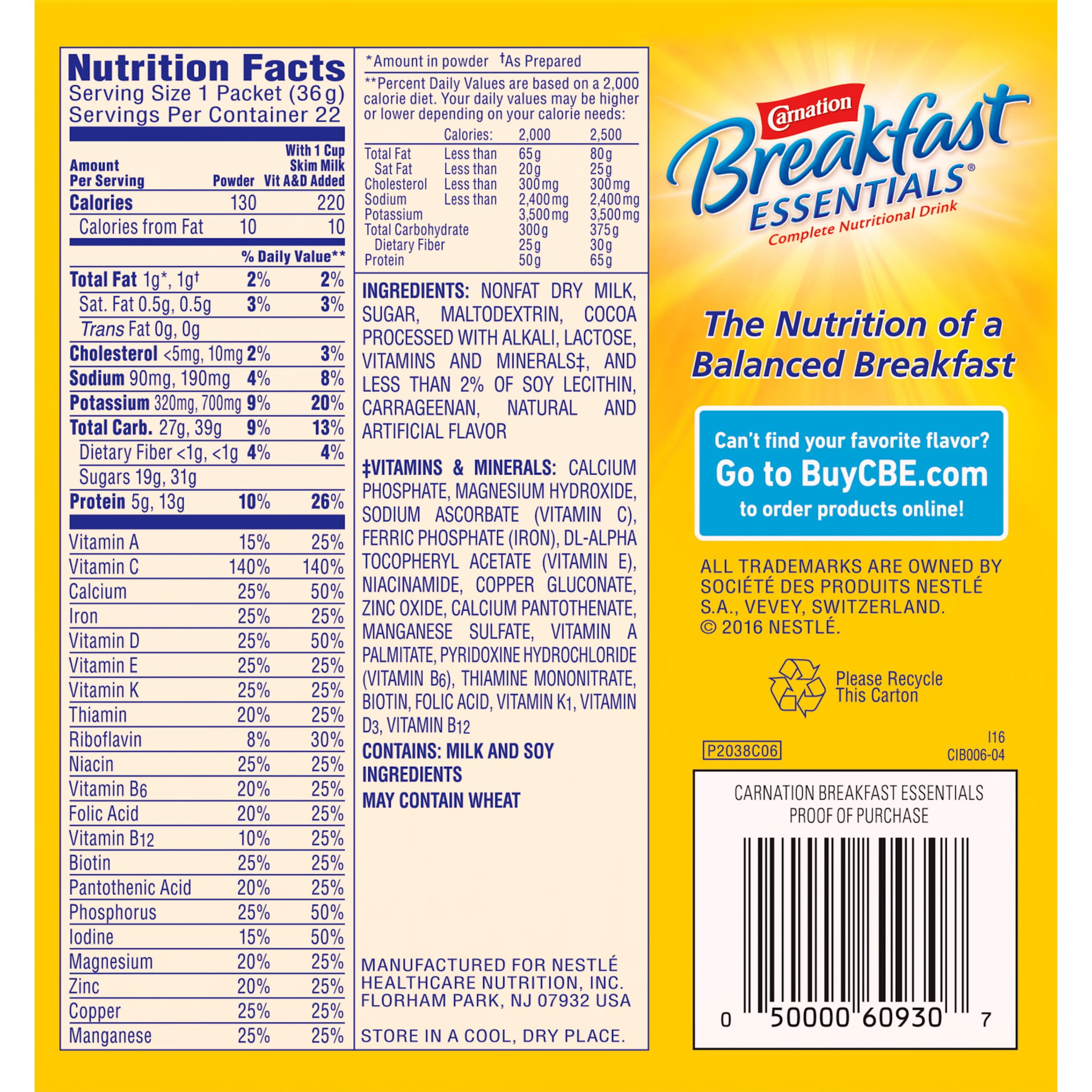 Carnation Instant Breakfast Essentials Nutrition Information Besto Blog