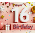 thumbnail image 4 of Sparkly Glittery 16th Birthday Banner Background with Balloons Stars and Gifts Party Supplies Photography Props for Birthday Party Celebrations Decorations Happy Birthday Event Backdrop, 4 of 8