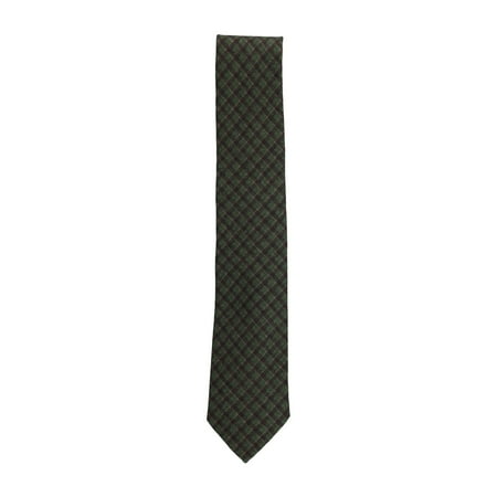 Isaia Wool - Isaia Napoli Men's Green Brown 100% Wool Diamond Pattern Classic Tie