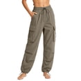 thumbnail image 2 of Mifsaly Womens Lightweight Cargo Joggers Elastic High Waist Outdoor Hiking Pants Multi-Pockets Loose Fit Workout Athletic Track Trousers Casual Brown,XXL, 2 of 6