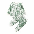 thumbnail image 2 of Kayannuo Baby Girl Clothes Long Sleeve Fall Winter Newborn Infant Baby Girls Rainbow Tie-Dyed Romper Bodysuit+Pants Outfits,Green, 2 of 9