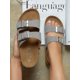 thumbnail image 3 of Vegan Leather Double Buckle flat Sandals, 3 of 4