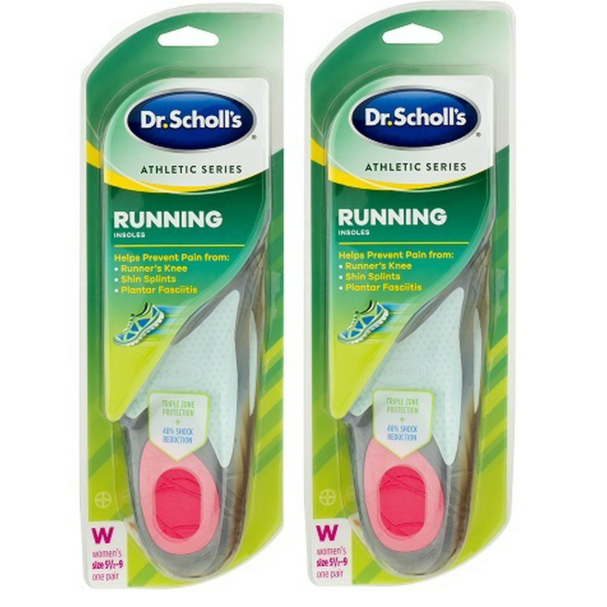 2pk Dr Scholl s Athletic Series Running Insoles Women s Size 5.5 9 1 Pair Walmart
