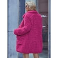 thumbnail image 2 of Eilly Bazar Purple Teddy Coat for Women Long Sleeve Female Mid Length Coat S, 2 of 5