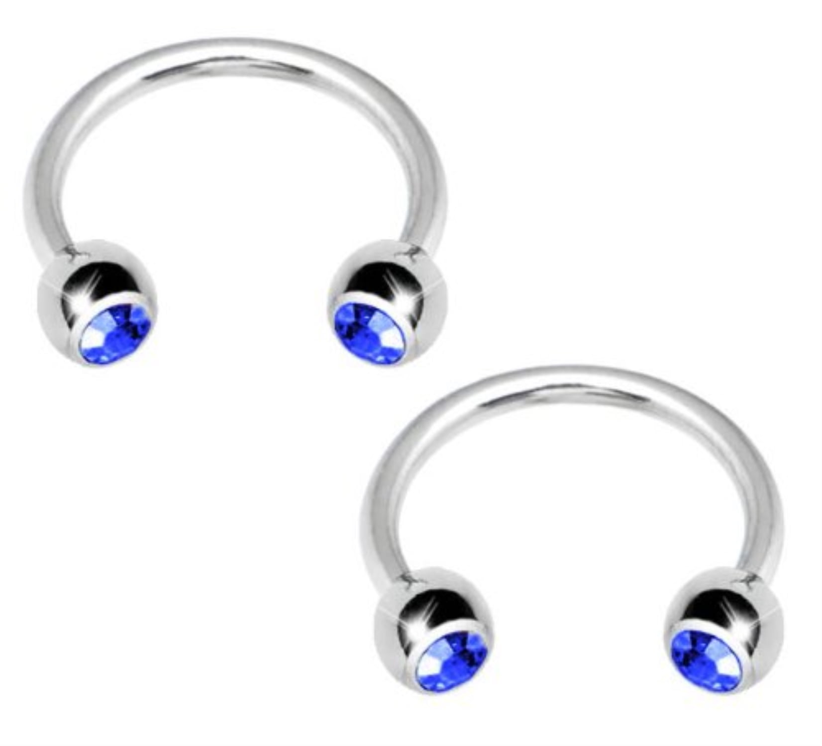 BodyJ4You BodyJ4You Horseshoe Piercing 14G Crystal (Nipple, Ear) 14 Gauge 1/2" Blue Crystal