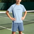thumbnail image 5 of ITSAME Boys Girls Athletic Outfits 2-Piece Short Sleeve Top and Shorts Set Kids Quick-Dry Sportswear Blue Size 14, 5 of 7