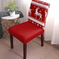 thumbnail image 3 of Chair Covers for Dining Room Set of 6,Xmas Reindeer Winter Snow Stretch Seat Protector Removable Washable Chairs Slipcovers for Kitchen Banquet Wedding Hotel,Snowflake Retro Geometric on Red, 3 of 6