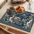 thumbnail image 3 of Navy Blue Flowers Placemats Set of 12 Spring Floral Elegant Pastoral Botanical Place Mats Indoor Wipeable Table Mats Washable Dining Table Placemats for Kitchen Holiday Party Home Decor 13x19 Inch, 3 of 9
