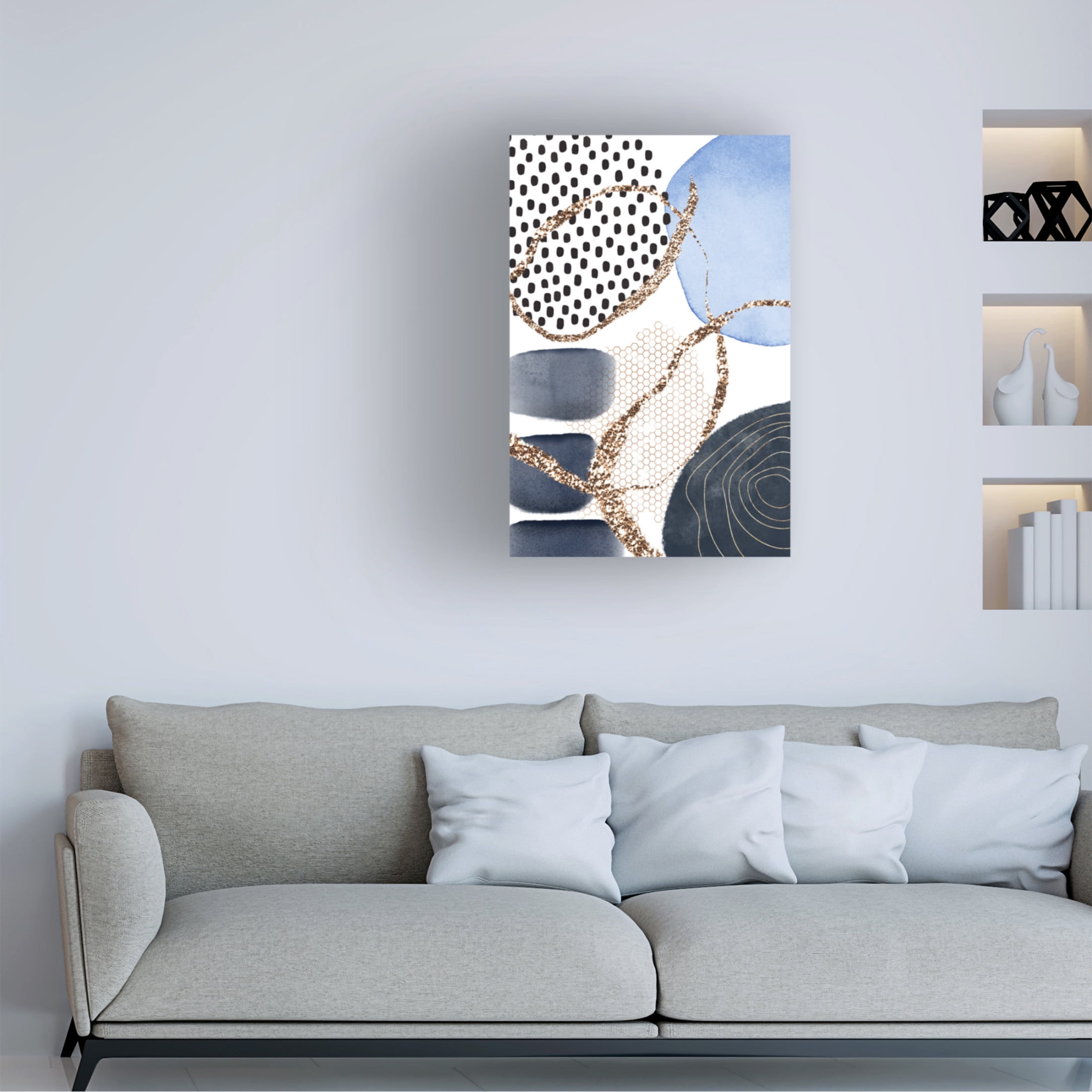 Trademark Fine Art Sally Ann Moss Aesthetic Blues 3 Canvas Wall Art