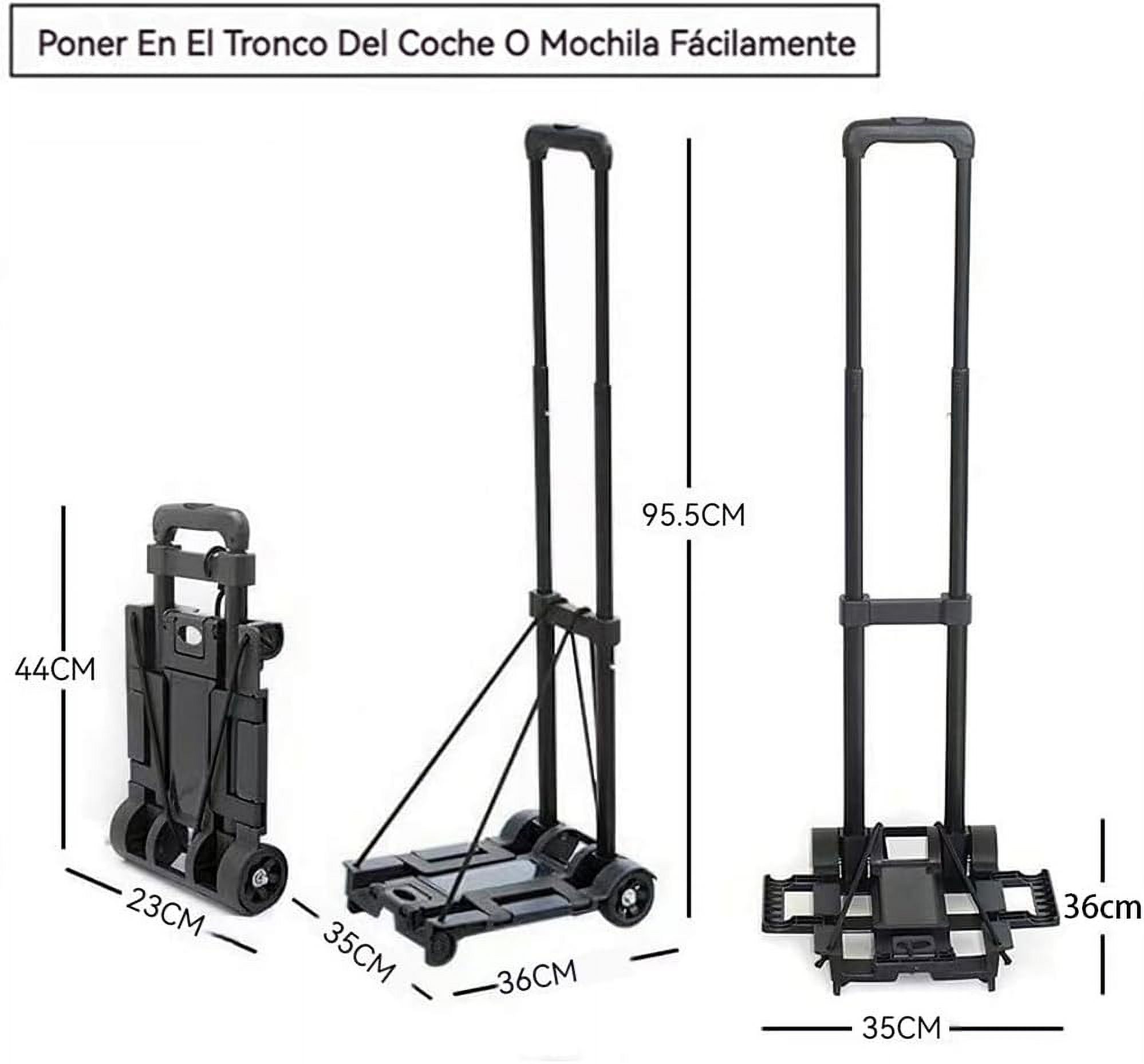 Foldable Hand Truck, 25kg Capacity Luggage Trolley with 2 Wheels and Adjustable Handle, Lightweight Aluminium Foldable Trolley for Home, Office, Shopping, Travel