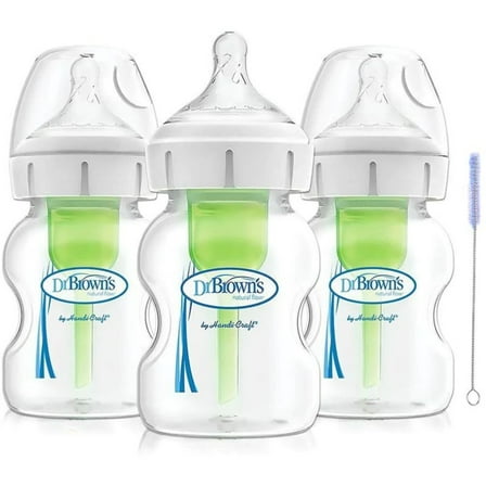 Dr. Brown's Options  Wide-Neck Glass Baby Bottles, 5 Ounce, 3Count