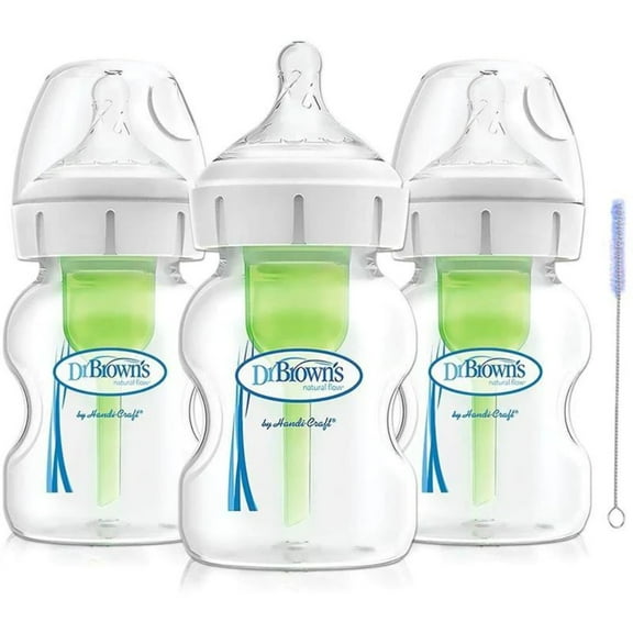 Dr. Brown's Options  Wide-Neck Glass Baby Bottles, 5 Ounce, 3Count