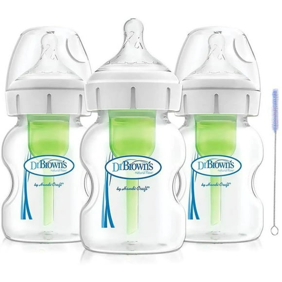 Dr. Brown's Options+ Wide-Neck Glass Baby Bottles, 5 Ounce, 3 Count