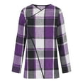 thumbnail image 6 of GTEYOIJN Ladies' Checked Cardigan White Jacket Women Plaid Casual Long Sleeve Open Front Work Blouses Lightweight Fall Jacket Work Clothes, 6 of 7