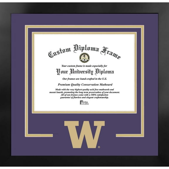 Washington Huskies 11w x 8.5h Spirit Diploma Manhattan Black Frame with Bonus Campus Images Lithograph (value savings $59)