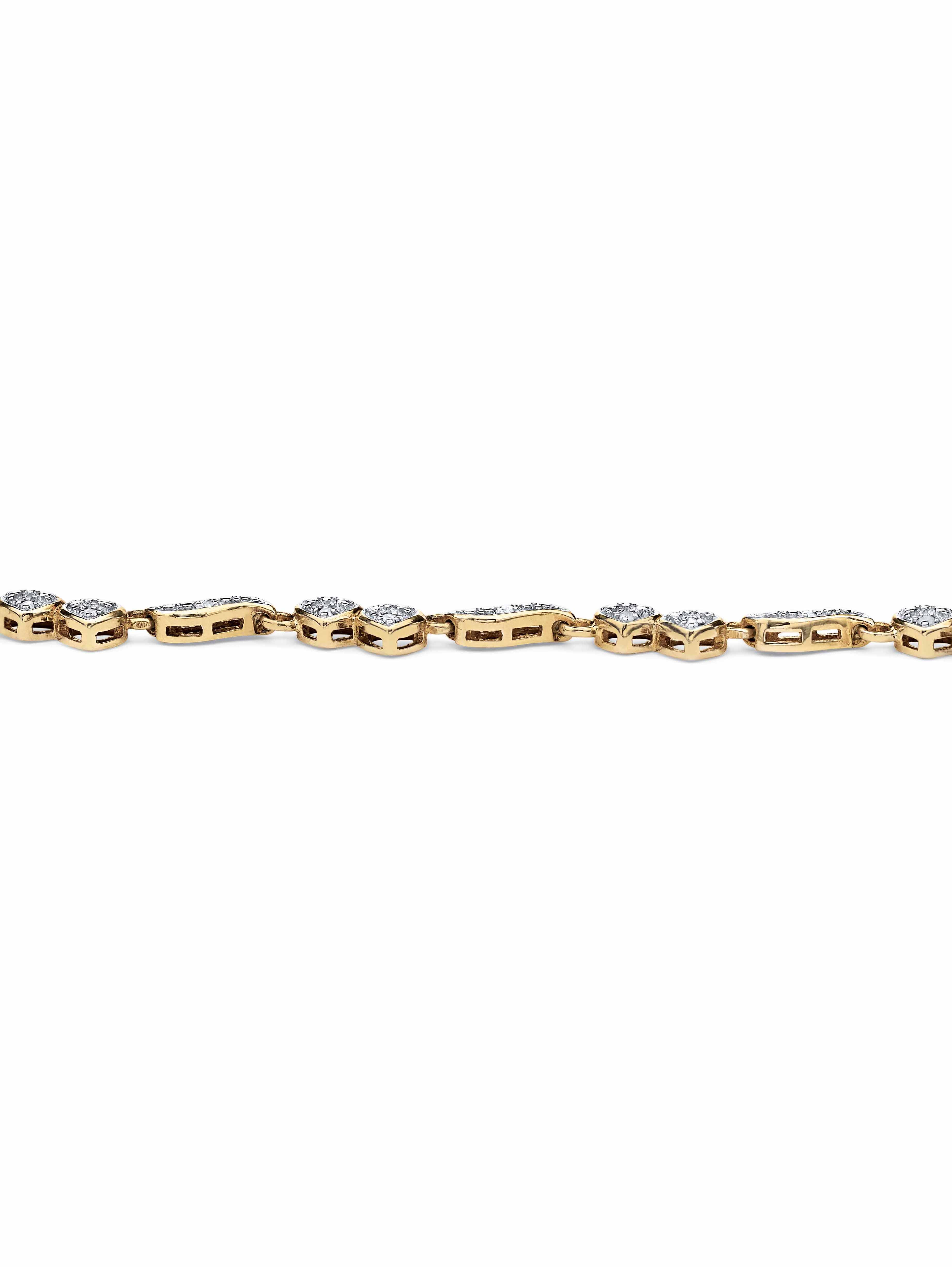 PalmBeach Jewelry 1/7 TCW Diamond Heart and Wings Ankle Bracelet in 14k Gold-plated Sterling Silver