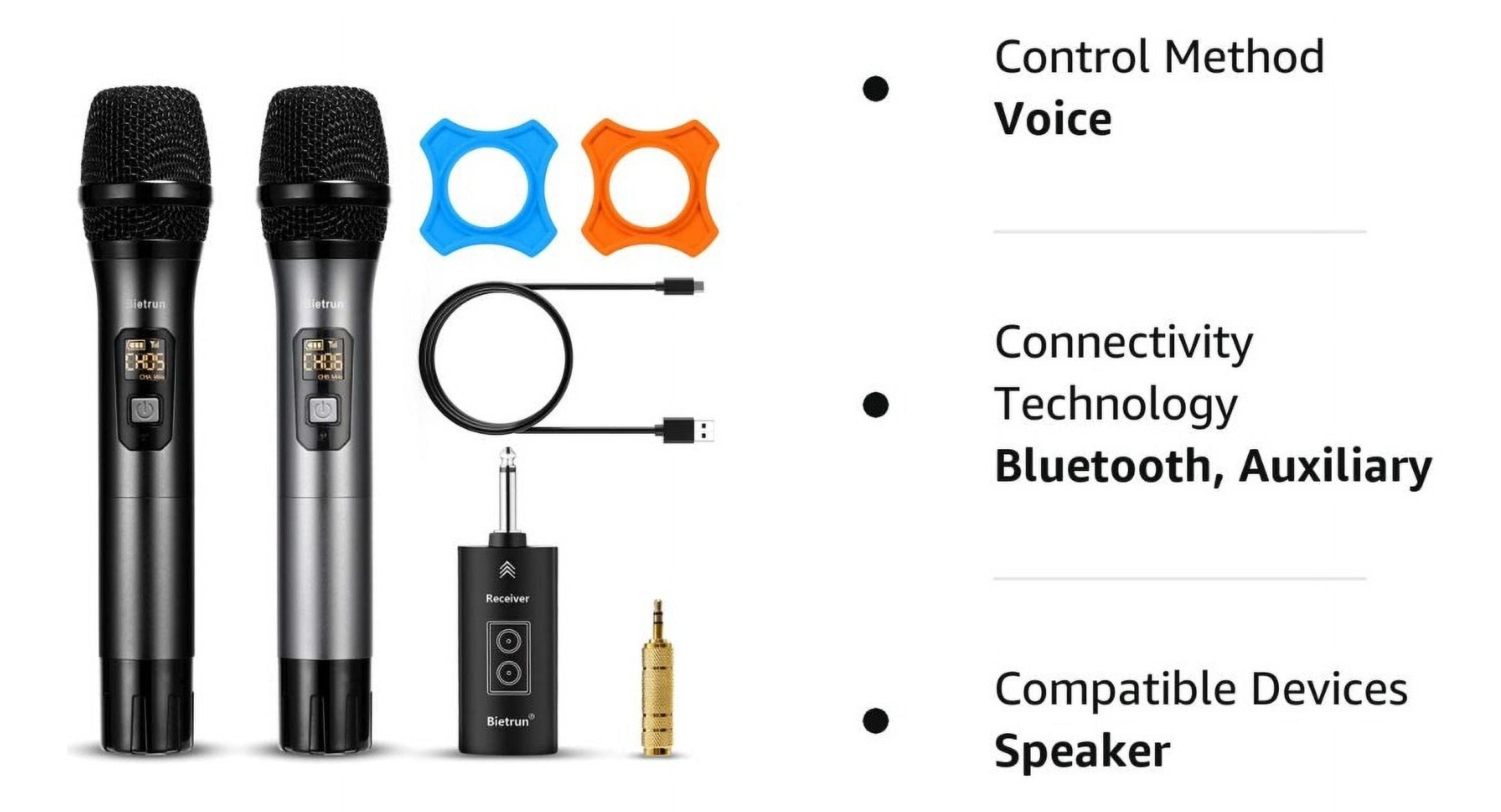 Wireless Microphone with Bluetooth, Professional UHF Dual Handheld