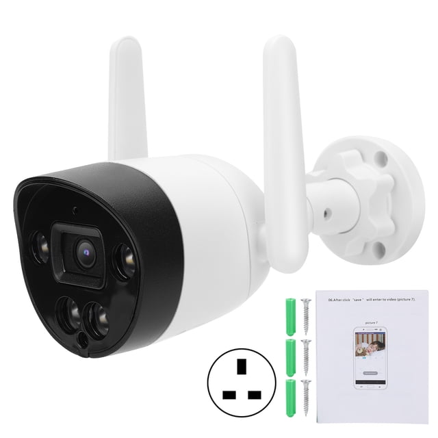 Cámara WiFi 1080P Detección de movimiento Visión nocturna infrarroja IP66 Impermeable para seguridad del hogar Enchufe 100-240VUK
