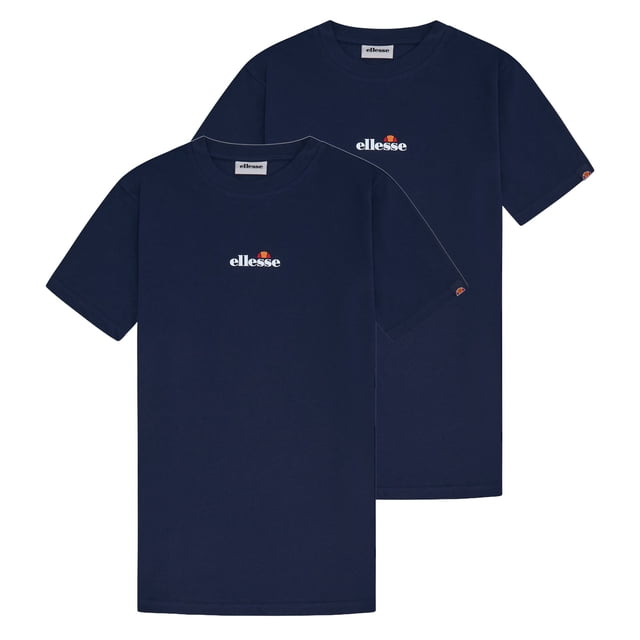 ellesse Camiseta para hombre Paquete de 2 - OLLIO 2, manga corta, cuello redondo, logotipo, algodón, liso Azul oscuro XL (X-Large)