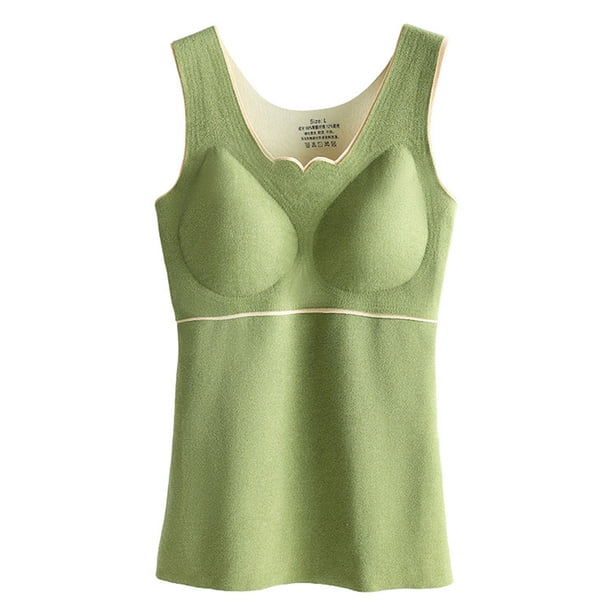 Sonducket Ropa interior térmica de invierno para mujer, Top de alta elasticidad para mantener el calor, chaleco básico adelgazante informal, accesorio de Camisetas sin mangas Verde L Sonducket AP013374-13