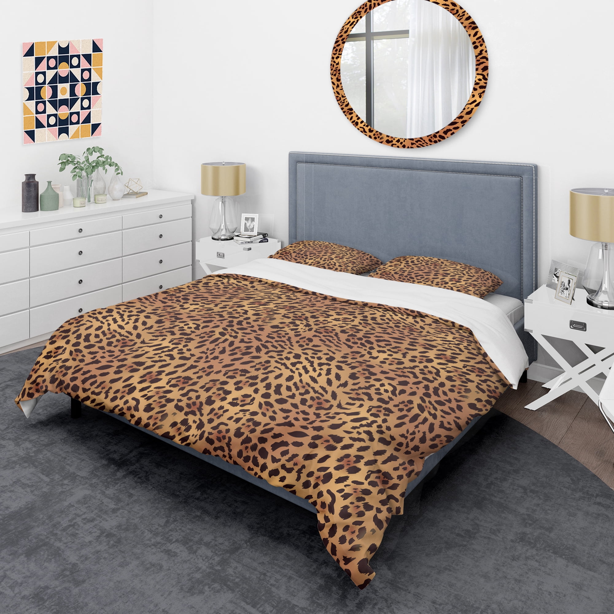 Designart 'Leopard Fur Safari III' Mid-Century Modern Duvet Cover Set